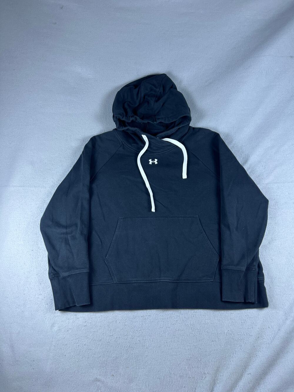 Under Armour Hoodie Womens 1X Black Raglan Cross Neck Loose Fleece Sweatshirt